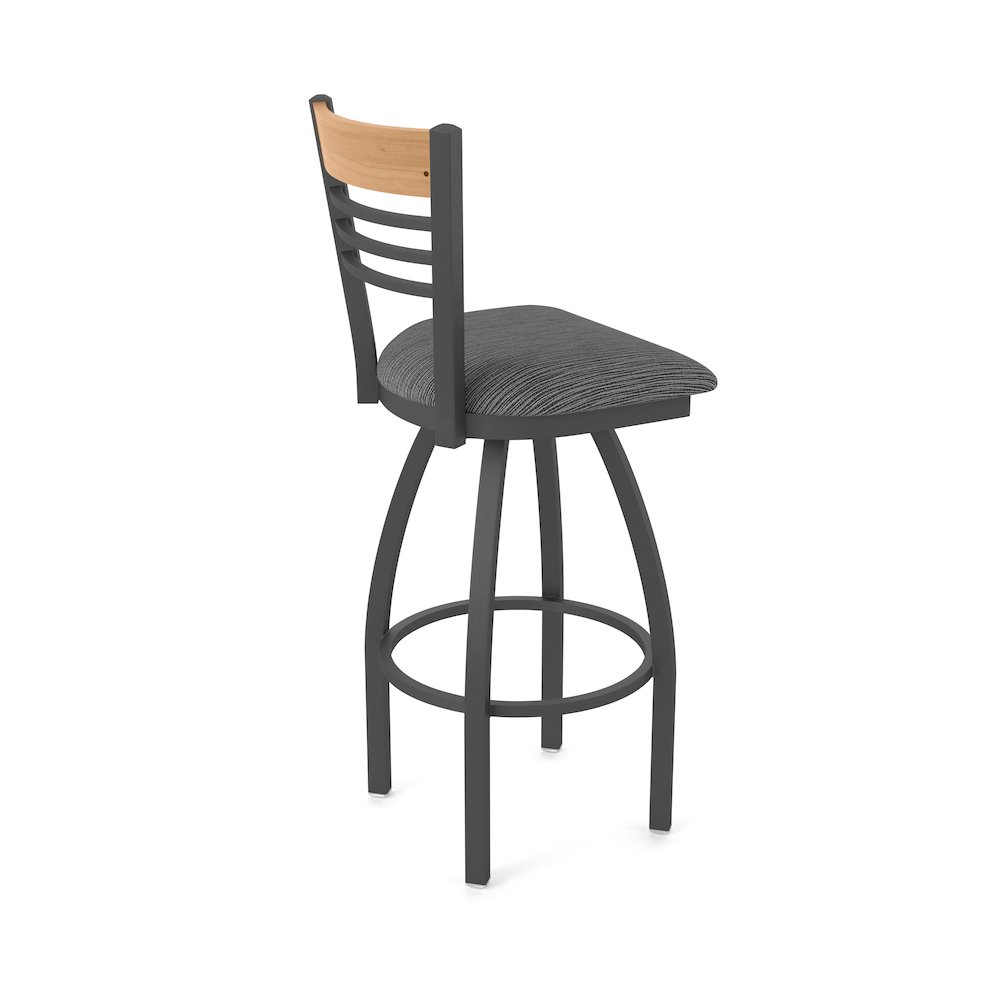 25" Swivel Counter Stool, Pewter Finish, Medium Back, Graph Coal Seat. Picture 2