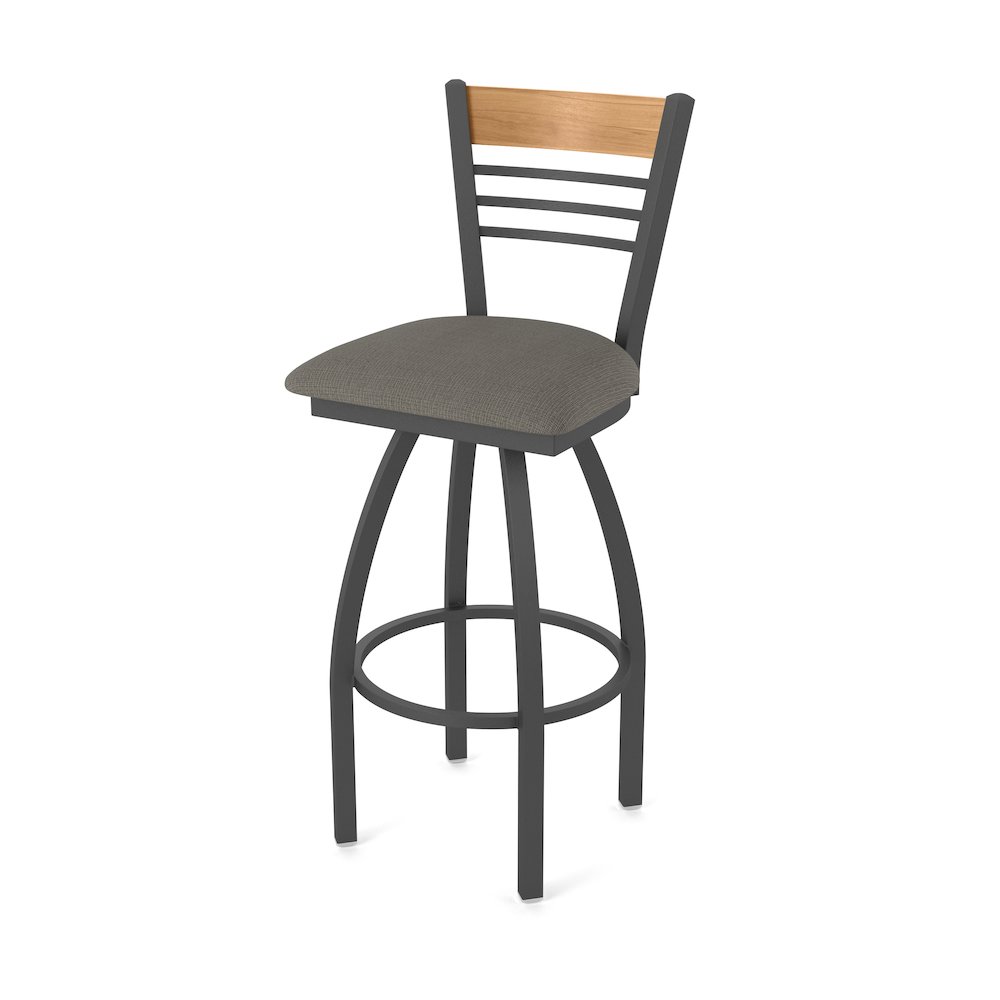 25" Swivel Counter Stool, Pewter Finish, Medium Back, Graph Chalice Seat. Picture 1