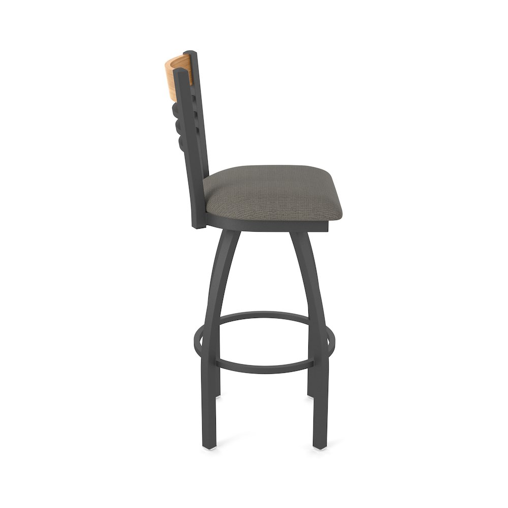 25" Swivel Counter Stool, Pewter Finish, Medium Back, Graph Chalice Seat. Picture 4