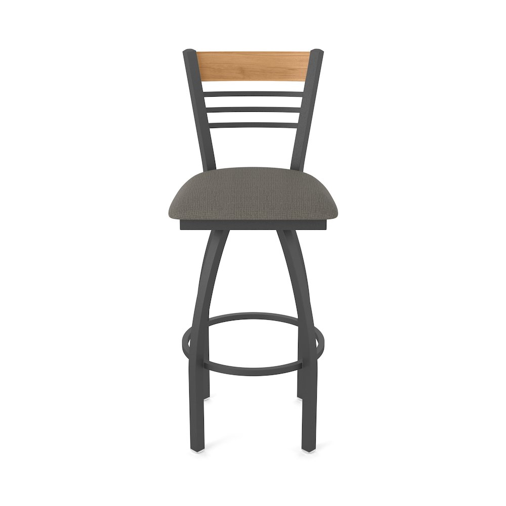 25" Swivel Counter Stool, Pewter Finish, Medium Back, Graph Chalice Seat. Picture 5