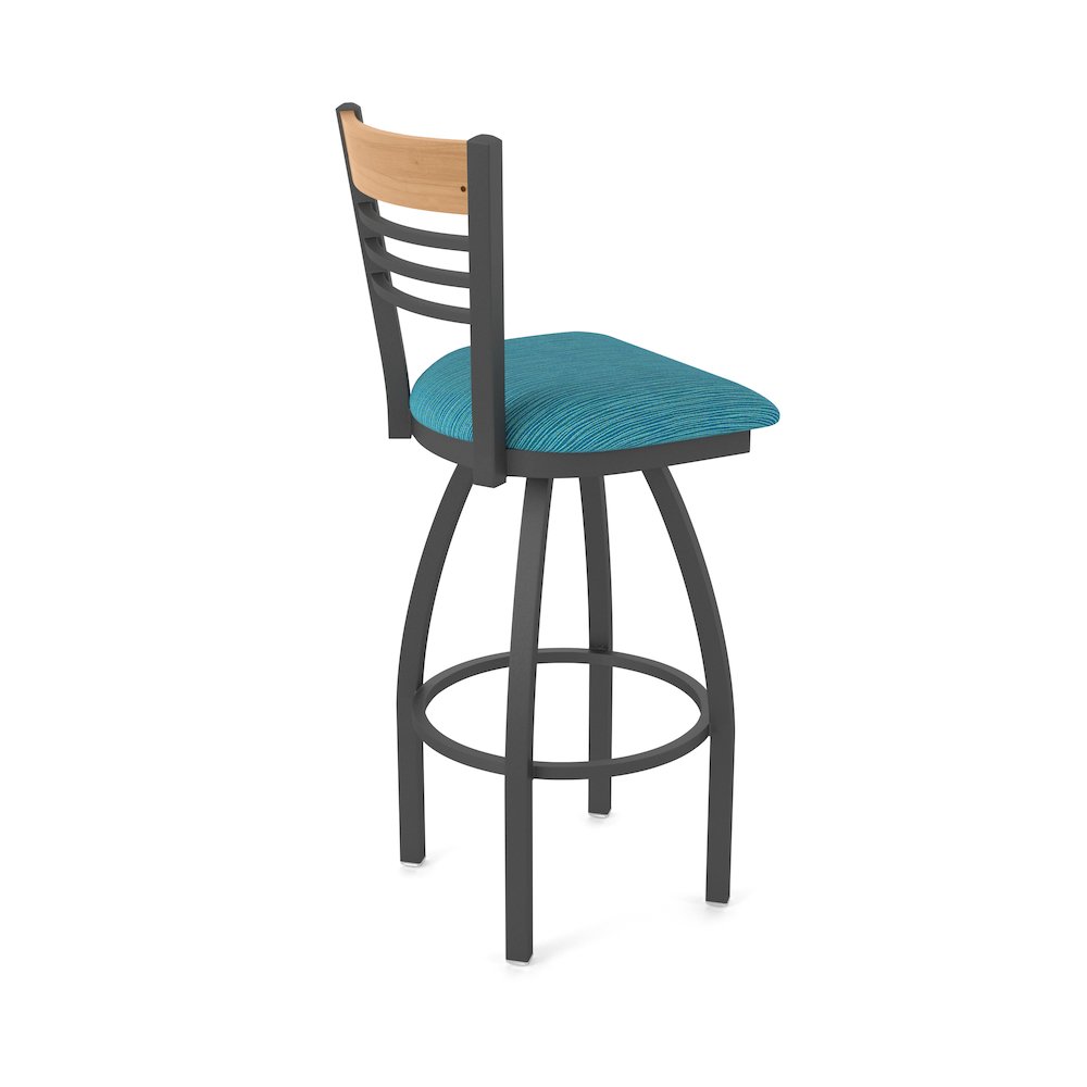 25" Swivel Counter Stool, Pewter Finish, Medium Back, Graph Tidal Seat. Picture 2