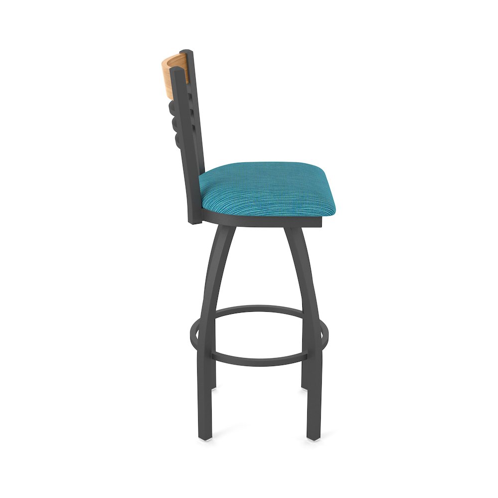 25" Swivel Counter Stool, Pewter Finish, Medium Back, Graph Tidal Seat. Picture 4