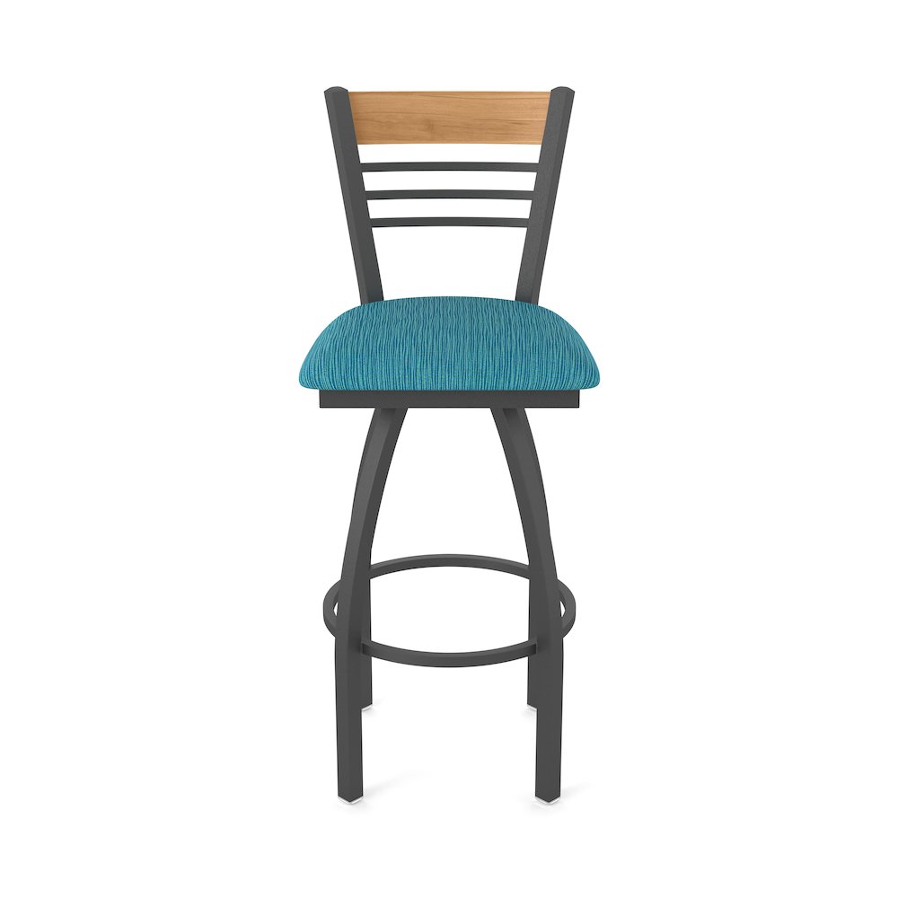 25" Swivel Counter Stool, Pewter Finish, Medium Back, Graph Tidal Seat. Picture 5