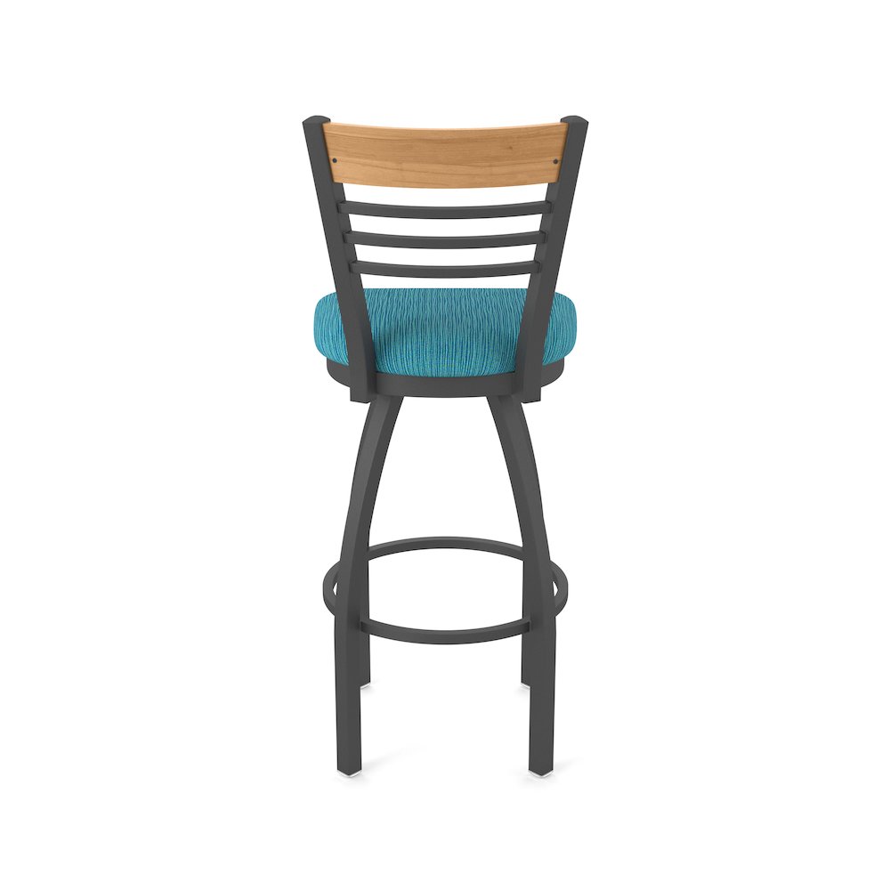25" Swivel Counter Stool, Pewter Finish, Medium Back, Graph Tidal Seat. Picture 6