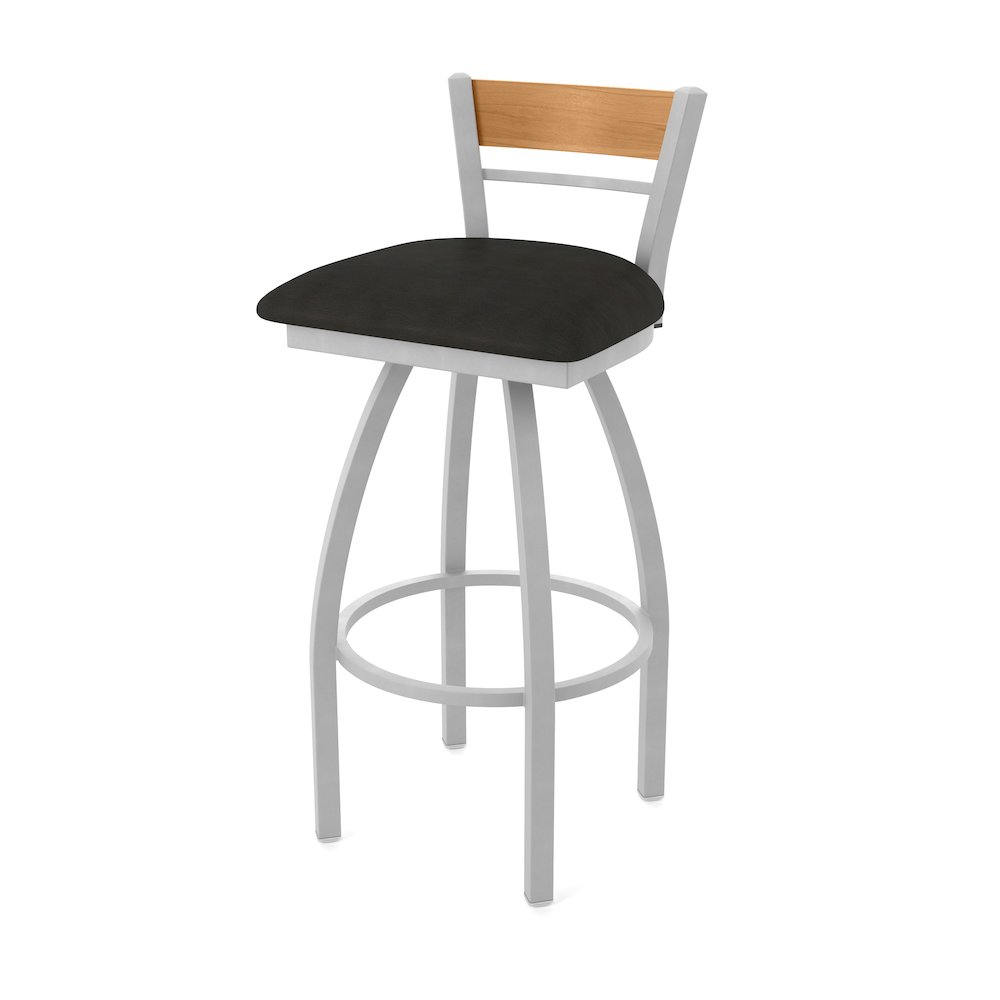 25" Swivel Counter Stool, Anodized Nickel Finish, Medium Back. Picture 1