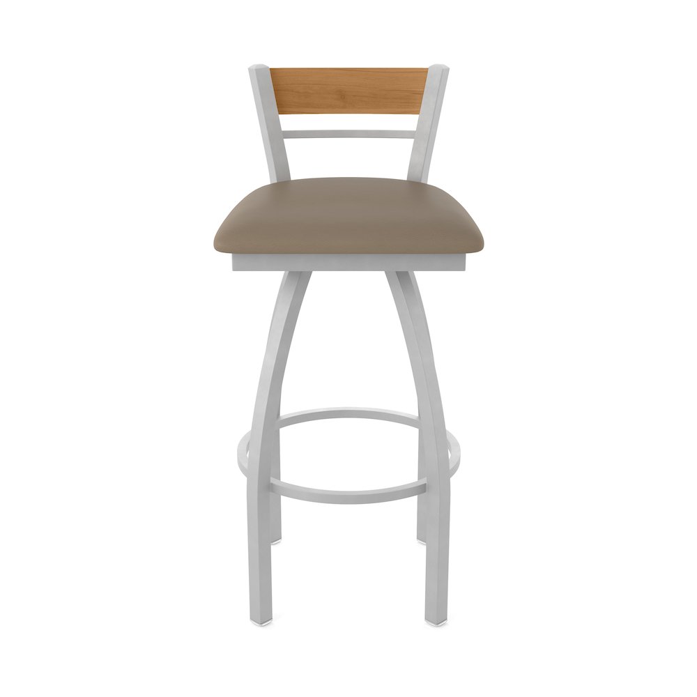 25" Swivel Counter Stool, Anodized Nickel Finish, Medium Back, Canter Earth Seat. Picture 5