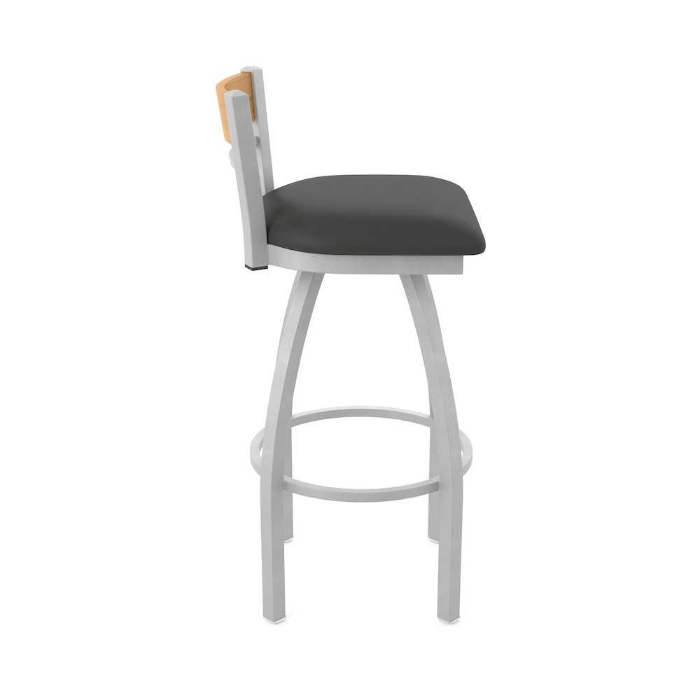 25" Swivel Counter Stool, Anodized Nickel Finish, Medium Back, Canter Iron Seat. Picture 4
