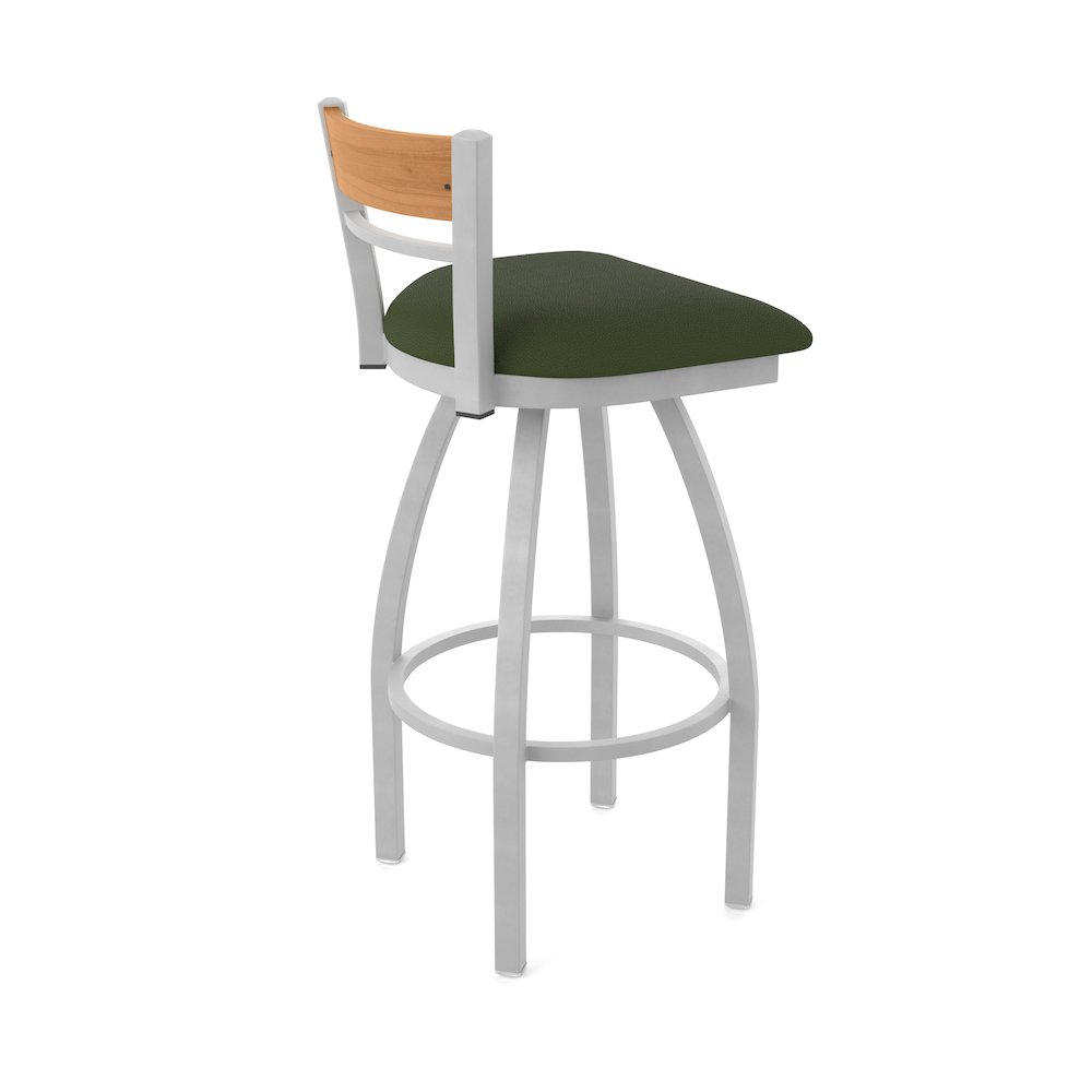 25" Swivel Counter Stool, Anodized Nickel Finish, Medium Back, Canter Pine Seat. Picture 2