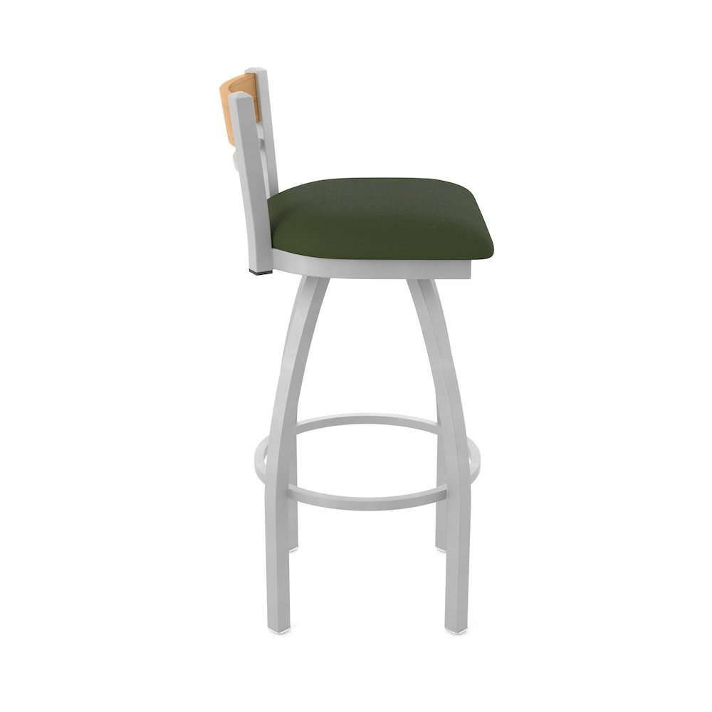 25" Swivel Counter Stool, Anodized Nickel Finish, Medium Back, Canter Pine Seat. Picture 4