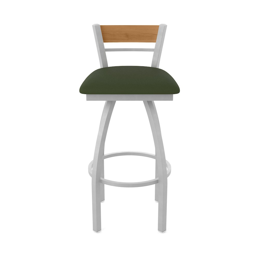 25" Swivel Counter Stool, Anodized Nickel Finish, Medium Back, Canter Pine Seat. Picture 5