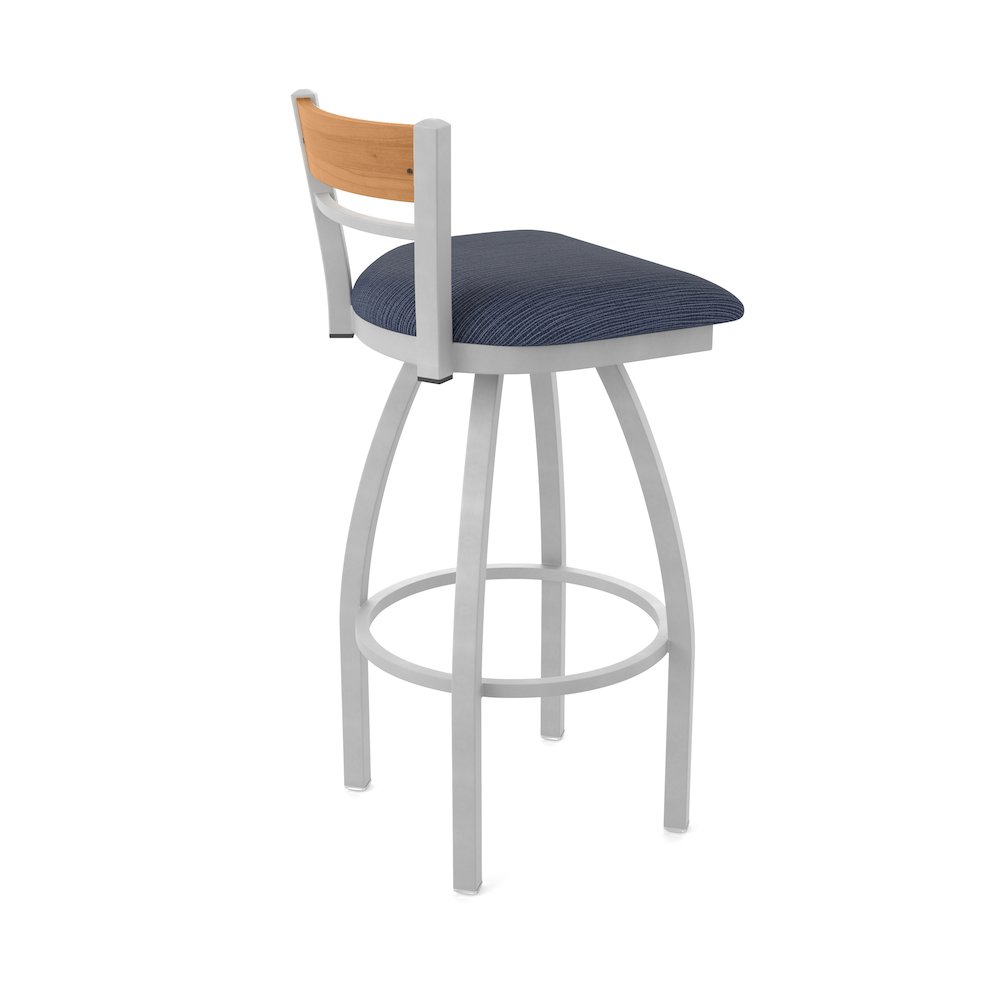 25" Swivel Counter Stool, Anodized Nickel Finish, Medium Back, Graph Anchor Seat. Picture 2