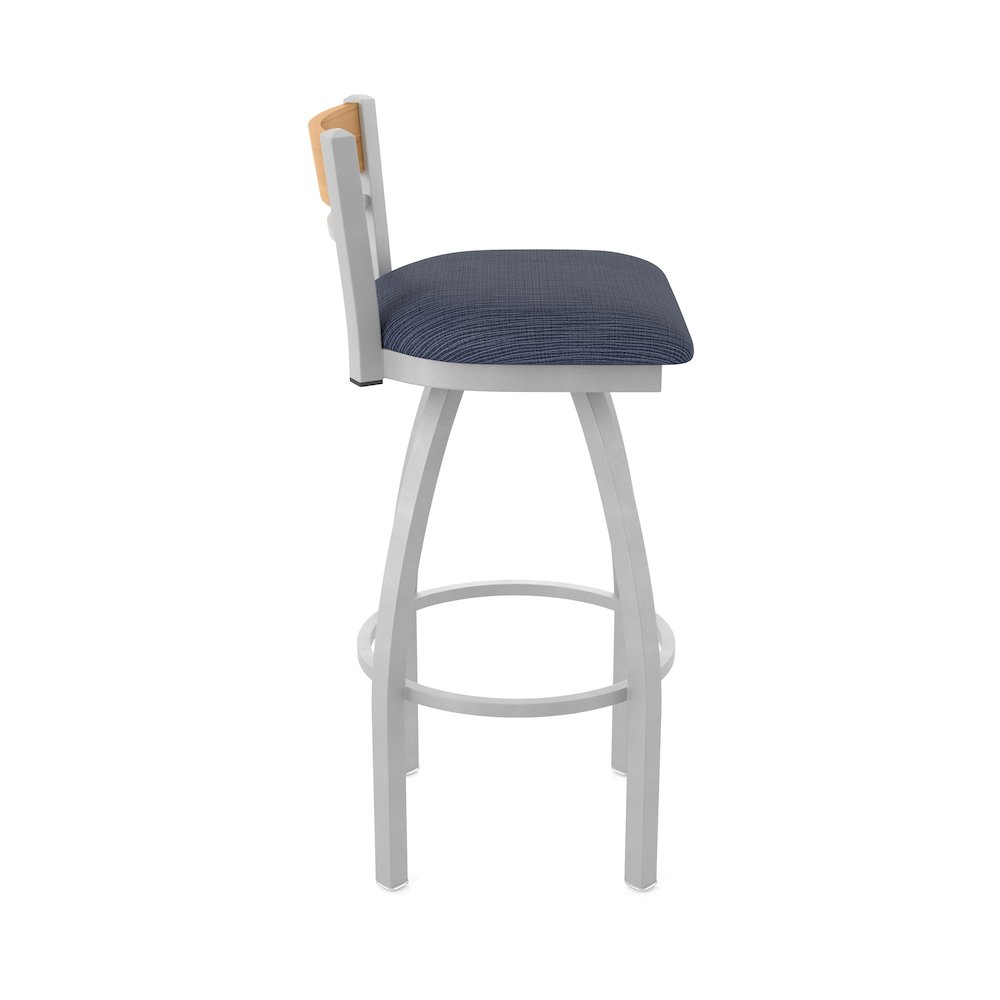 25" Swivel Counter Stool, Anodized Nickel Finish, Medium Back, Graph Anchor Seat. Picture 4