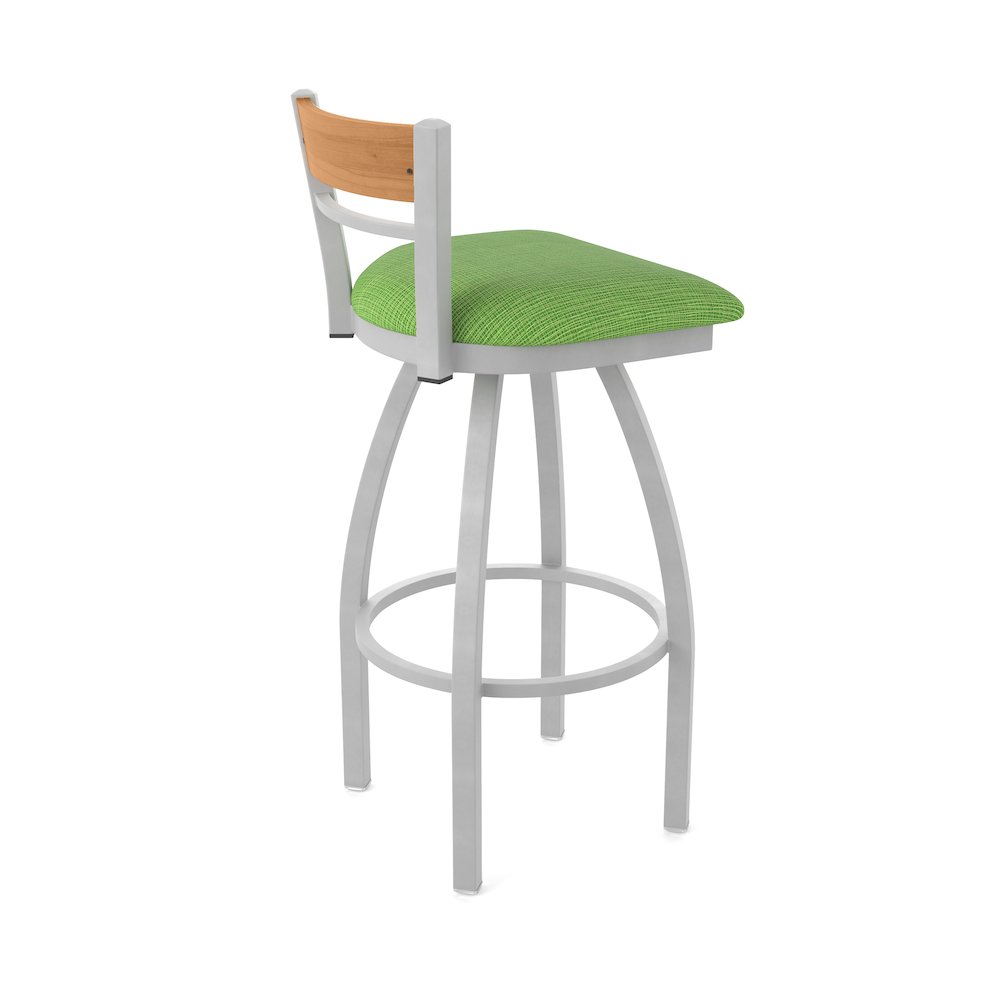 25" Swivel Counter Stool, Anodized Nickel Finish, Medium Back, Graph Parrot Seat. Picture 2