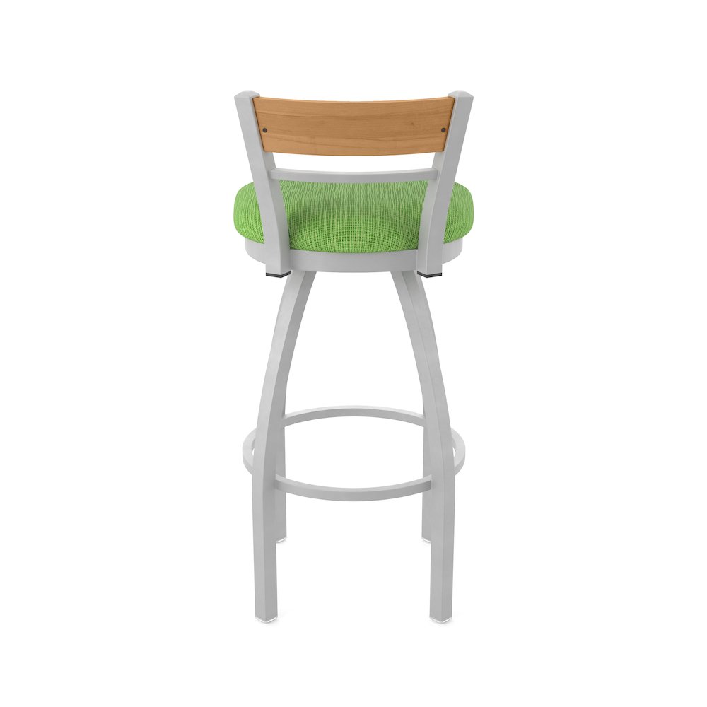 25" Swivel Counter Stool, Anodized Nickel Finish, Medium Back, Graph Parrot Seat. Picture 6