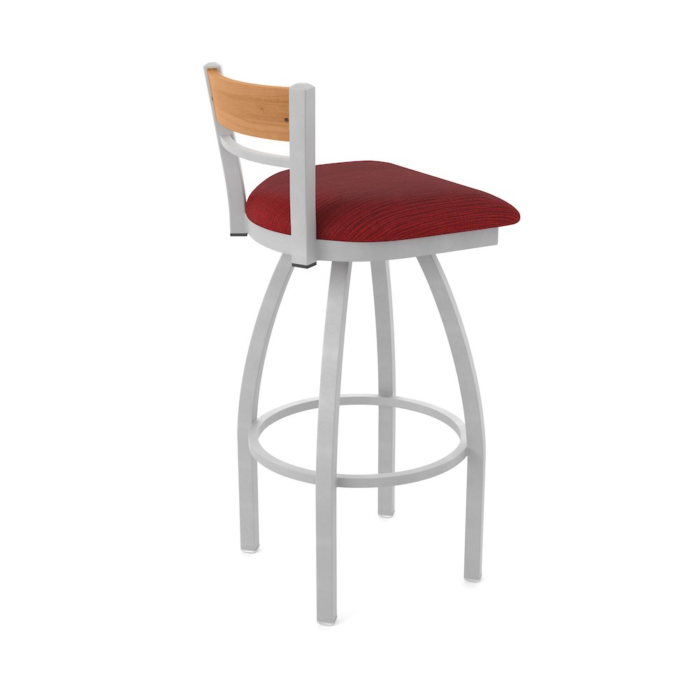 25" Swivel Counter Stool, Anodized Nickel Finish, Medium Back, Graph Ruby Seat. Picture 2