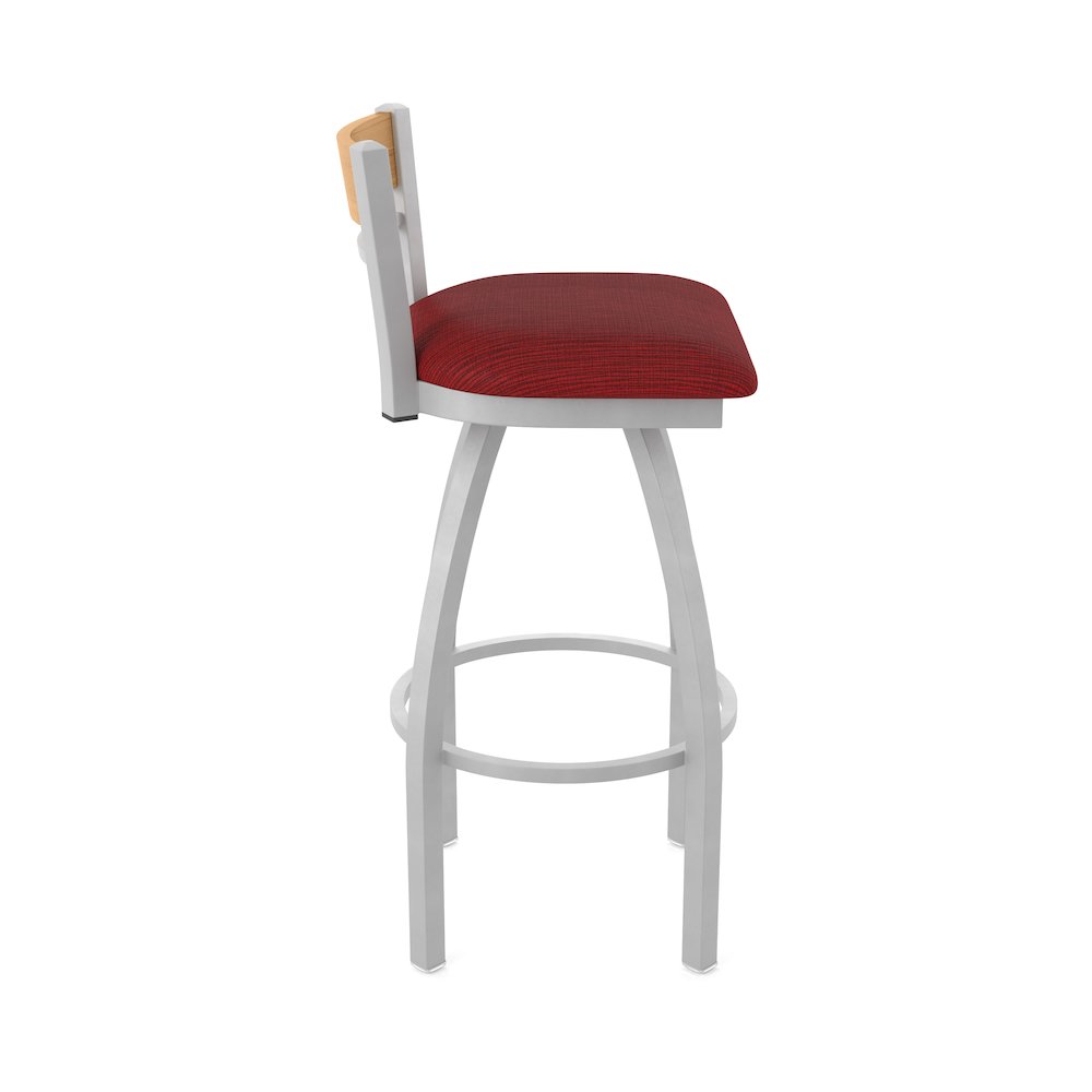 25" Swivel Counter Stool, Anodized Nickel Finish, Medium Back, Graph Ruby Seat. Picture 4