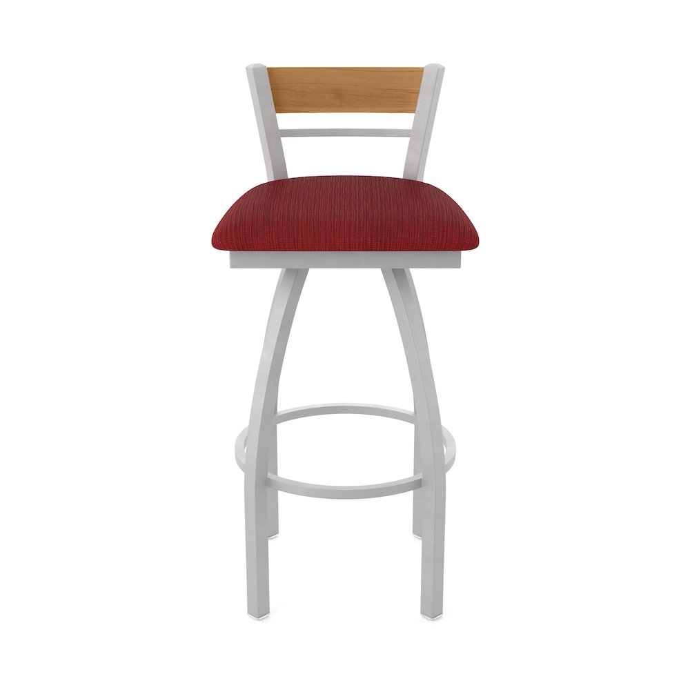 25" Swivel Counter Stool, Anodized Nickel Finish, Medium Back, Graph Ruby Seat. Picture 5