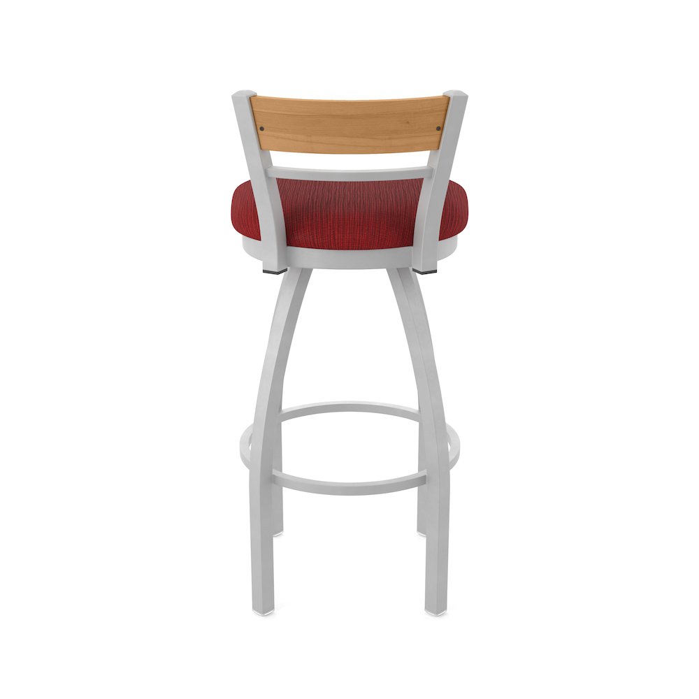 25" Swivel Counter Stool, Anodized Nickel Finish, Medium Back, Graph Ruby Seat. Picture 6