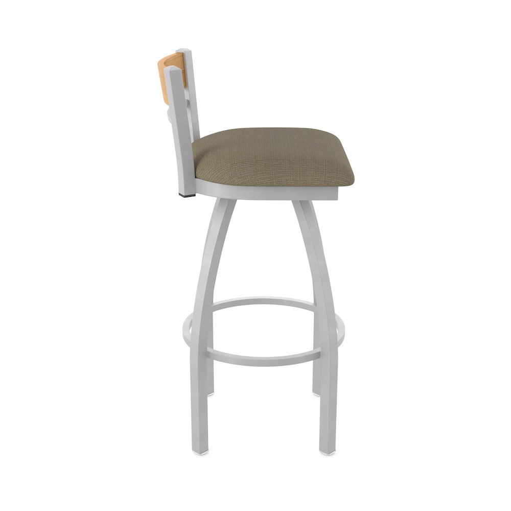 25" Swivel Counter Stool, Anodized Nickel Finish, Medium Back, Graph Cork Seat. Picture 4