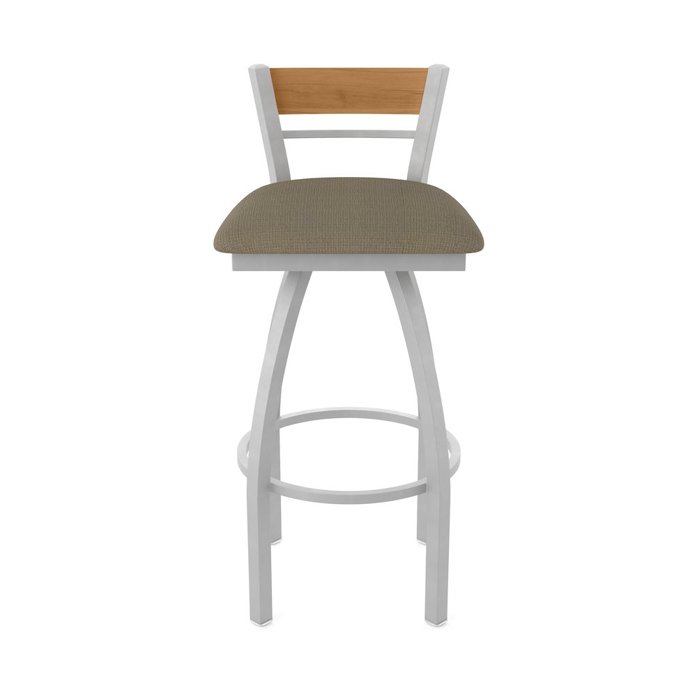 25" Swivel Counter Stool, Anodized Nickel Finish, Medium Back, Graph Cork Seat. Picture 5