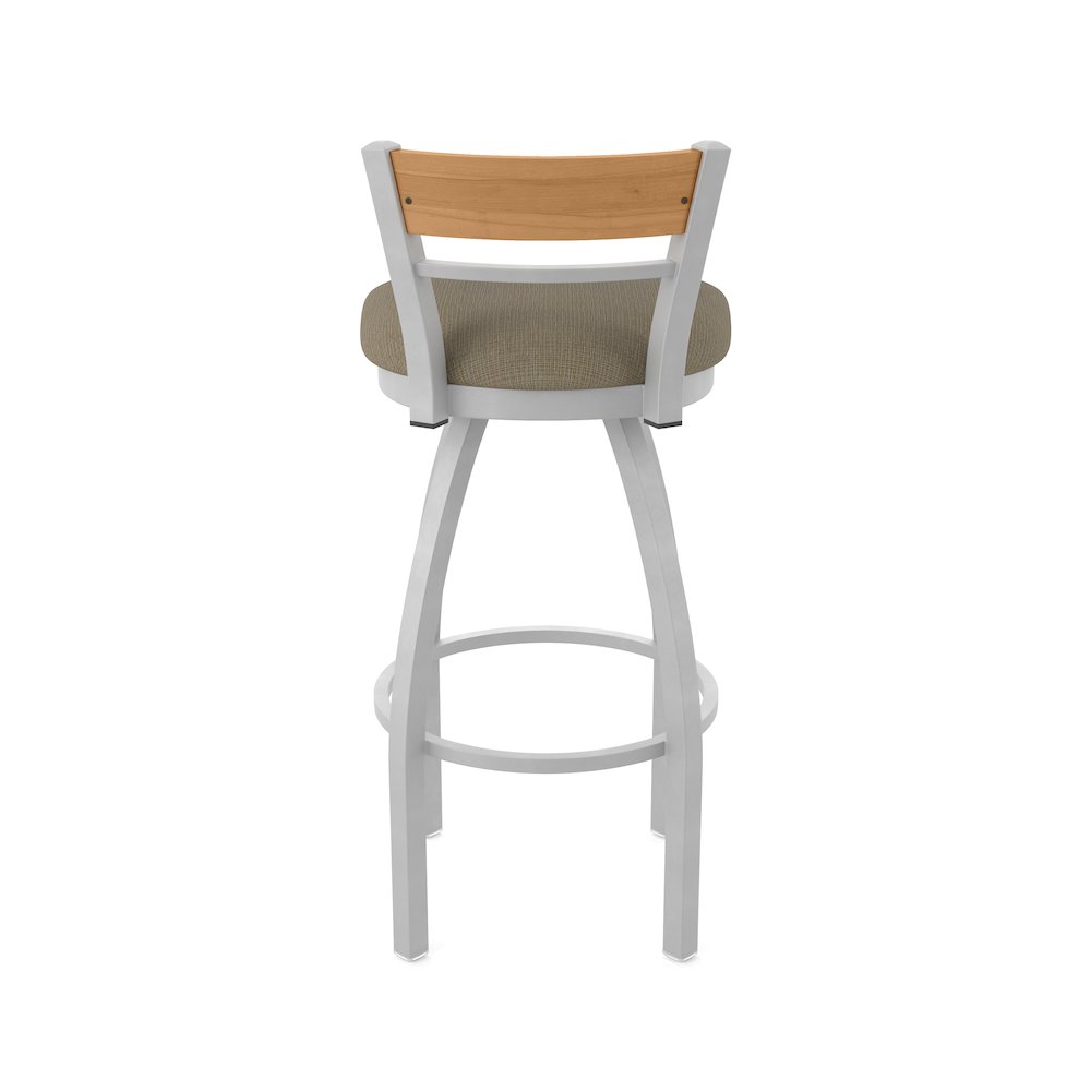 25" Swivel Counter Stool, Anodized Nickel Finish, Medium Back, Graph Cork Seat. Picture 6