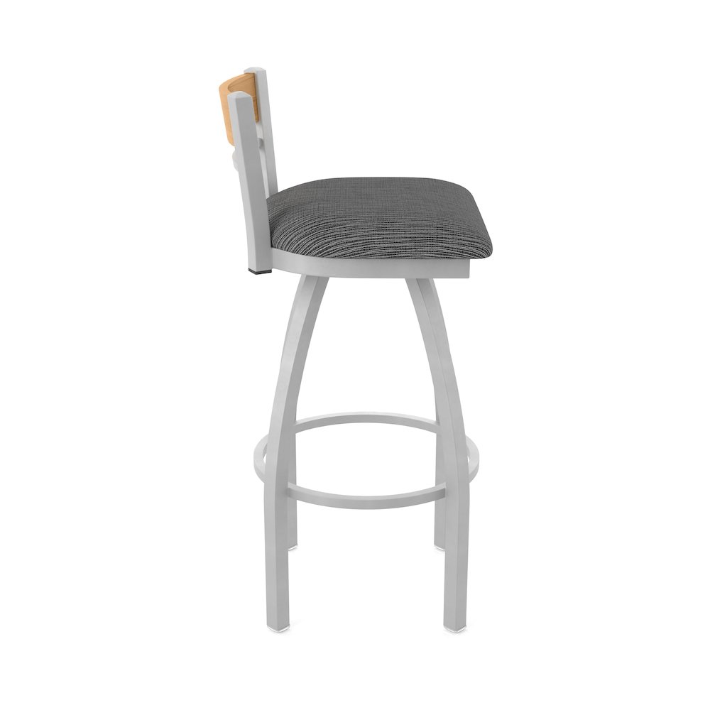 25" Swivel Counter Stool, Anodized Nickel Finish, Medium Back, Graph Coal Seat. Picture 4
