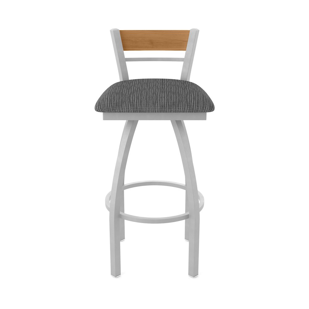 25" Swivel Counter Stool, Anodized Nickel Finish, Medium Back, Graph Coal Seat. Picture 5