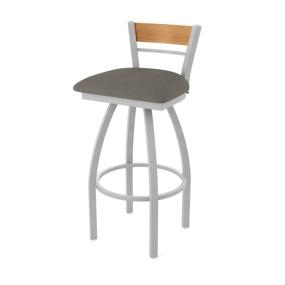 25" Swivel Counter Stool, Anodized Nickel Finish, Medium Back. Picture 1