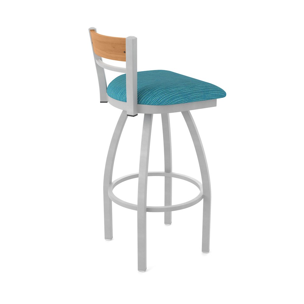 25" Swivel Counter Stool, Anodized Nickel Finish, Medium Back, Graph Tidal Seat. Picture 2