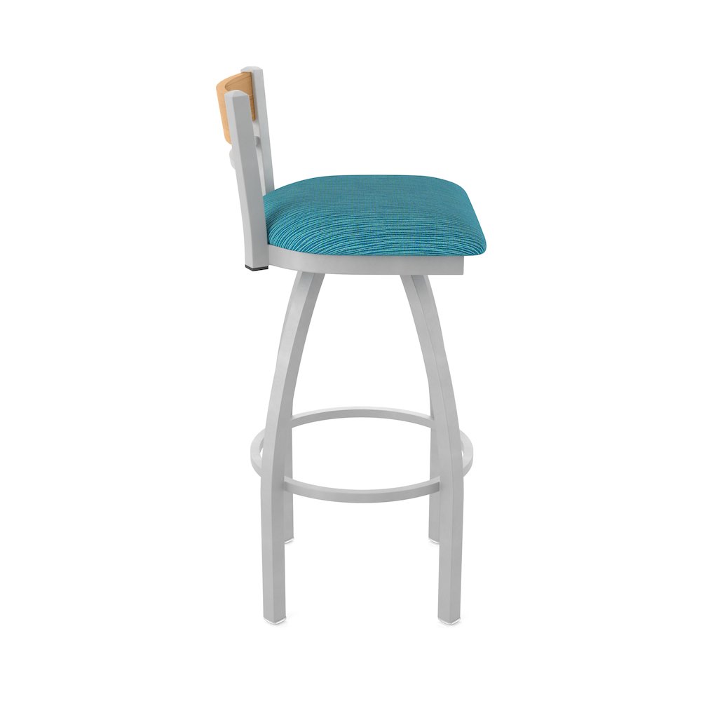 25" Swivel Counter Stool, Anodized Nickel Finish, Medium Back, Graph Tidal Seat. Picture 4