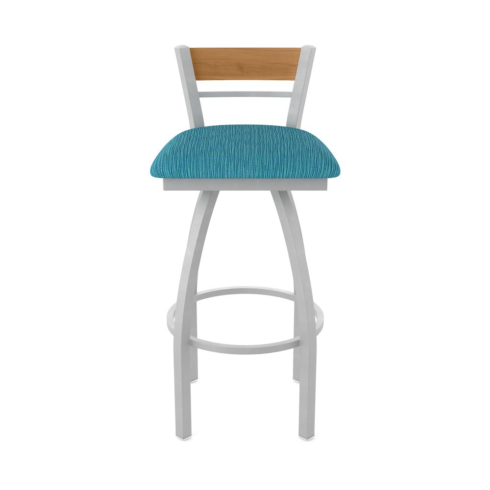 25" Swivel Counter Stool, Anodized Nickel Finish, Medium Back, Graph Tidal Seat. Picture 5