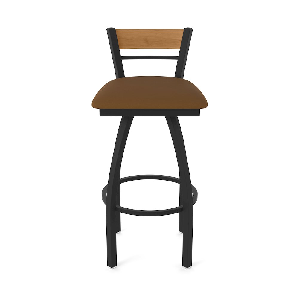 25" Swivel Counter Stool, Black Wrinkle Finish, Medium Back, Canter Thatch Seat. Picture 5