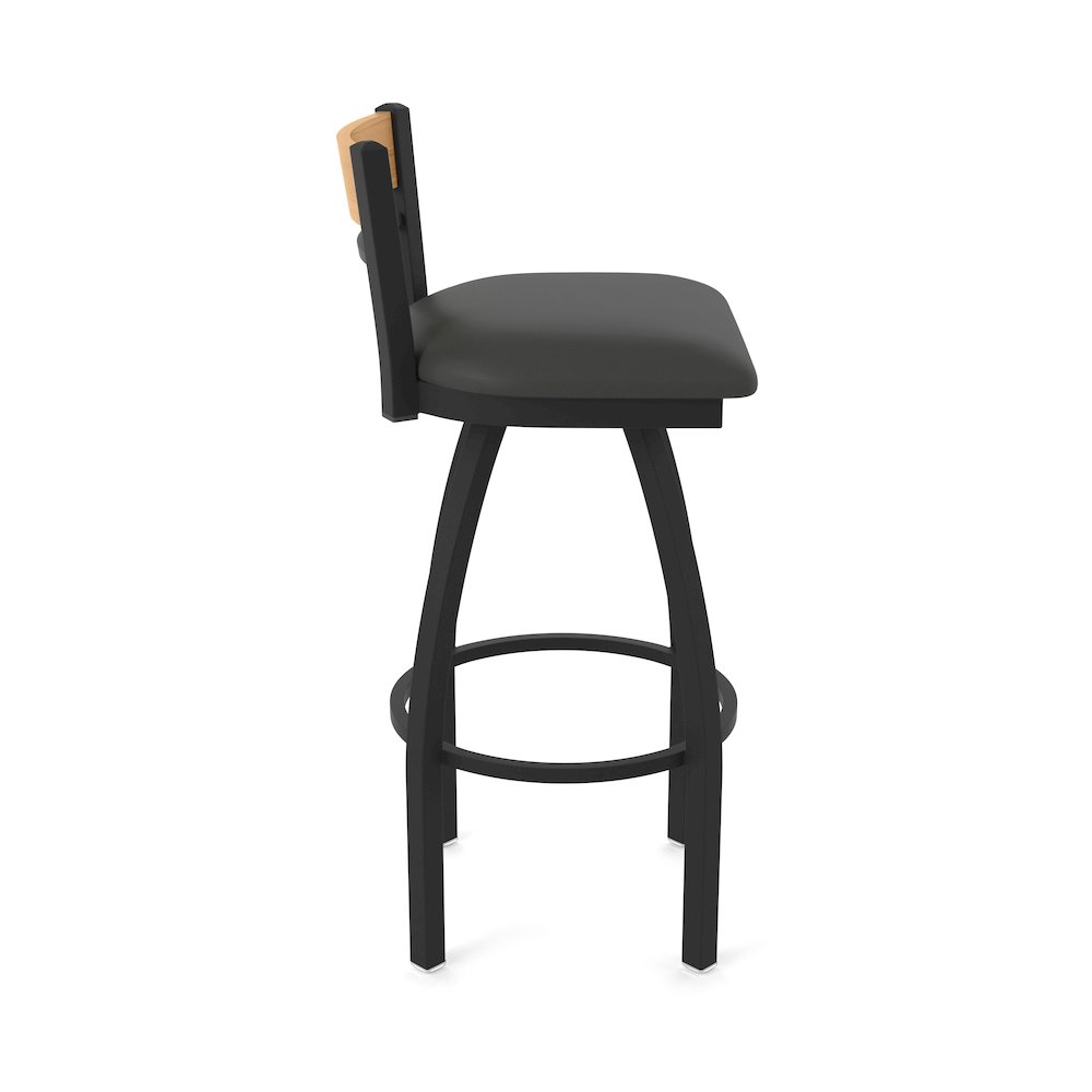 25" Swivel Counter Stool, Black Wrinkle Finish, Medium Back, Canter Iron Seat. Picture 4