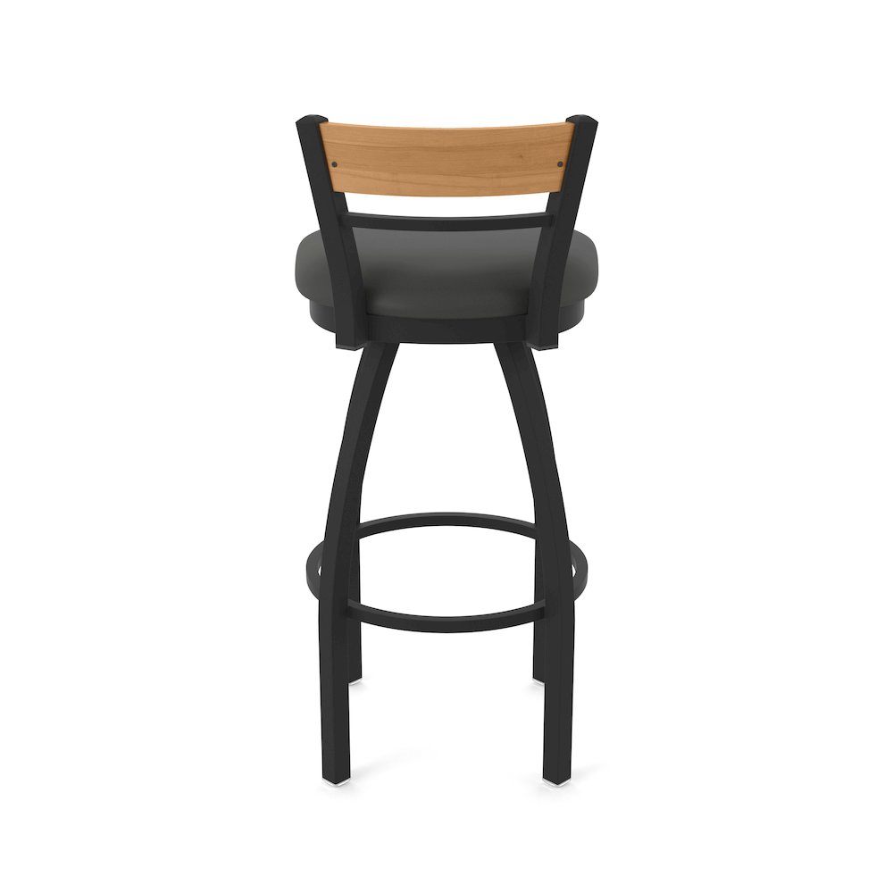 25" Swivel Counter Stool, Black Wrinkle Finish, Medium Back, Canter Iron Seat. Picture 6