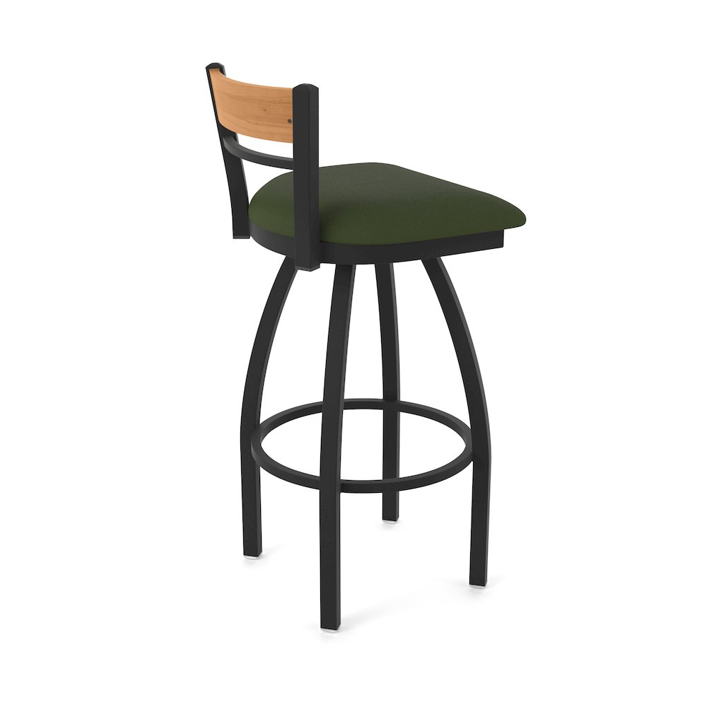 25" Swivel Counter Stool, Black Wrinkle Finish, Medium Back, Canter Pine Seat. Picture 2