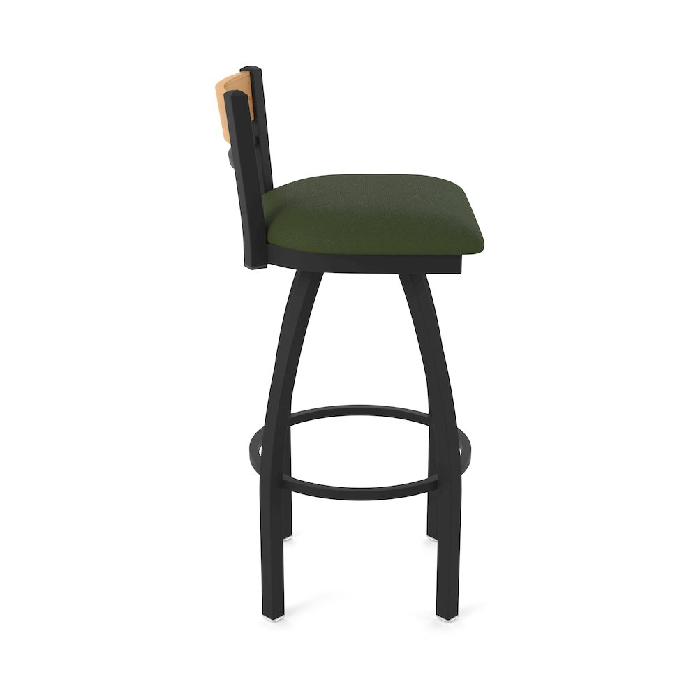 25" Swivel Counter Stool, Black Wrinkle Finish, Medium Back, Canter Pine Seat. Picture 4