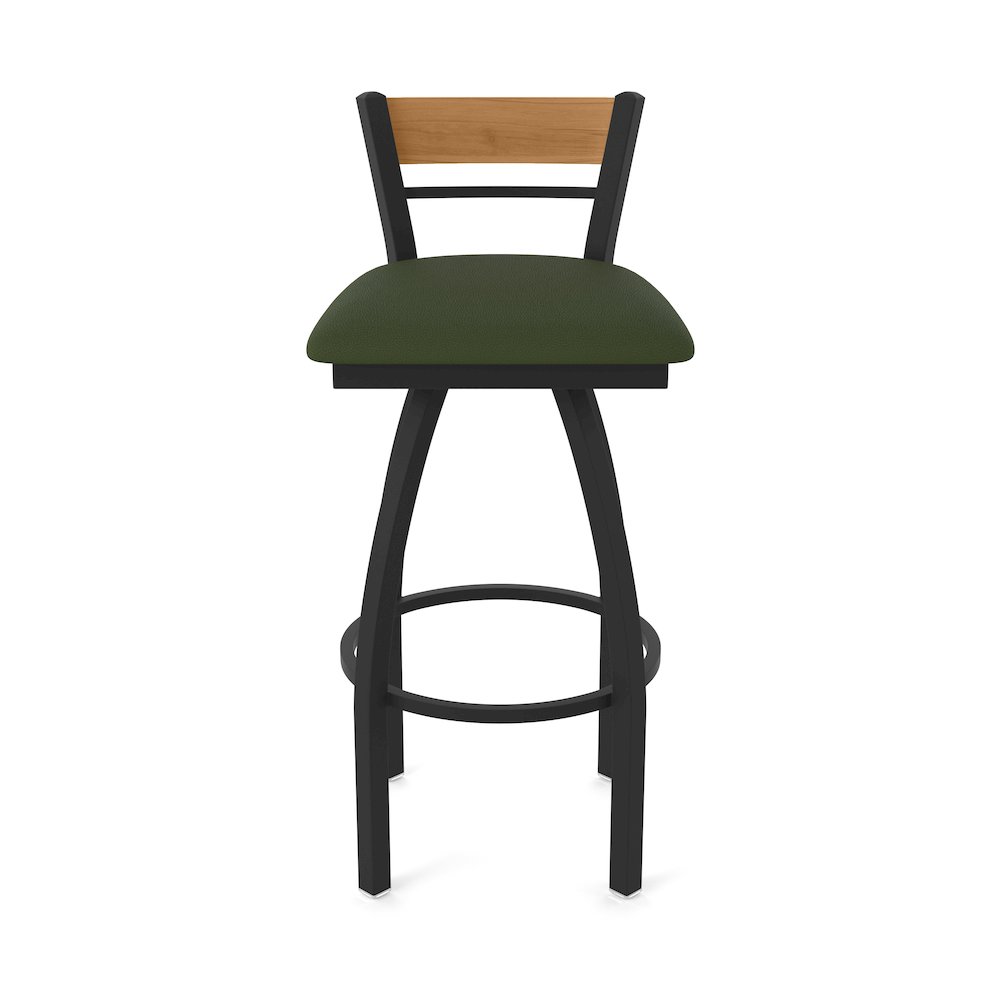 25" Swivel Counter Stool, Black Wrinkle Finish, Medium Back, Canter Pine Seat. Picture 5