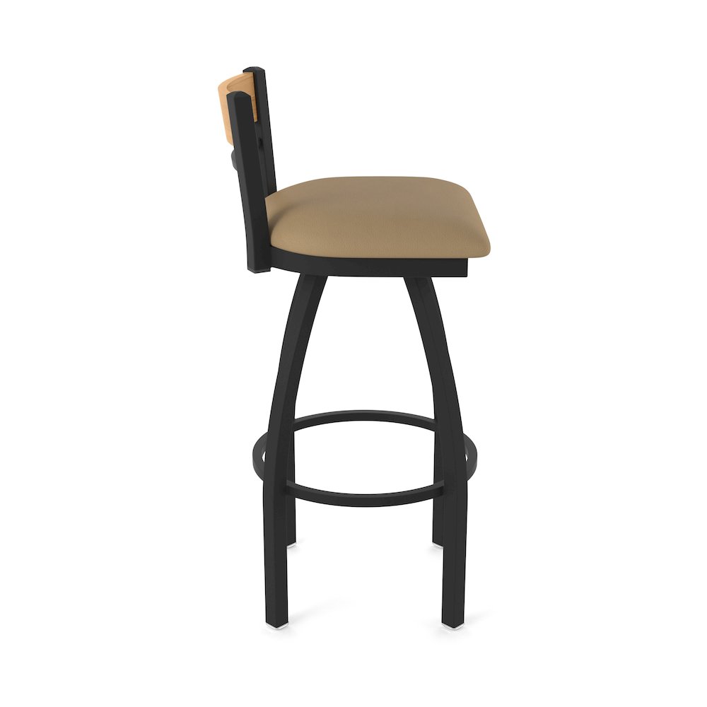 25" Swivel Counter Stool, Black Wrinkle Finish, Medium Back, Canter Sand Seat. Picture 4