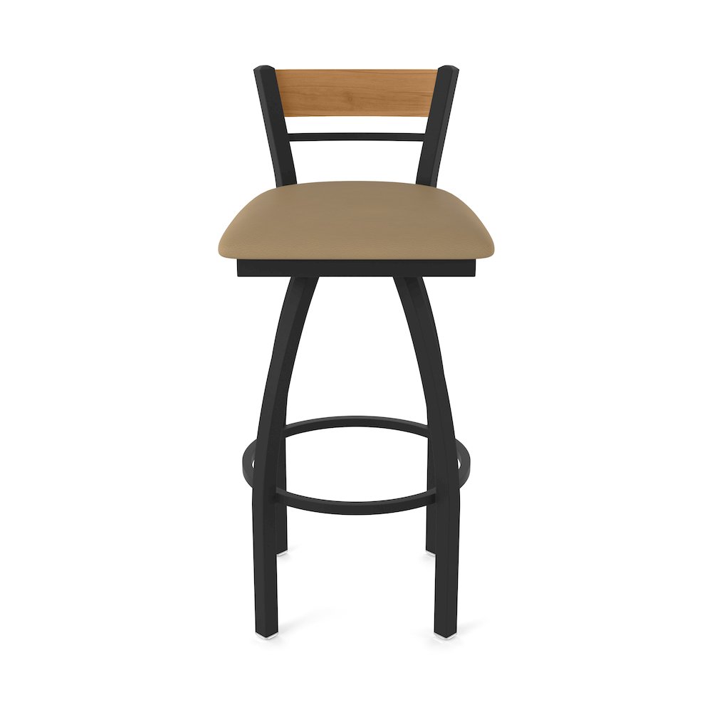 25" Swivel Counter Stool, Black Wrinkle Finish, Medium Back, Canter Sand Seat. Picture 5
