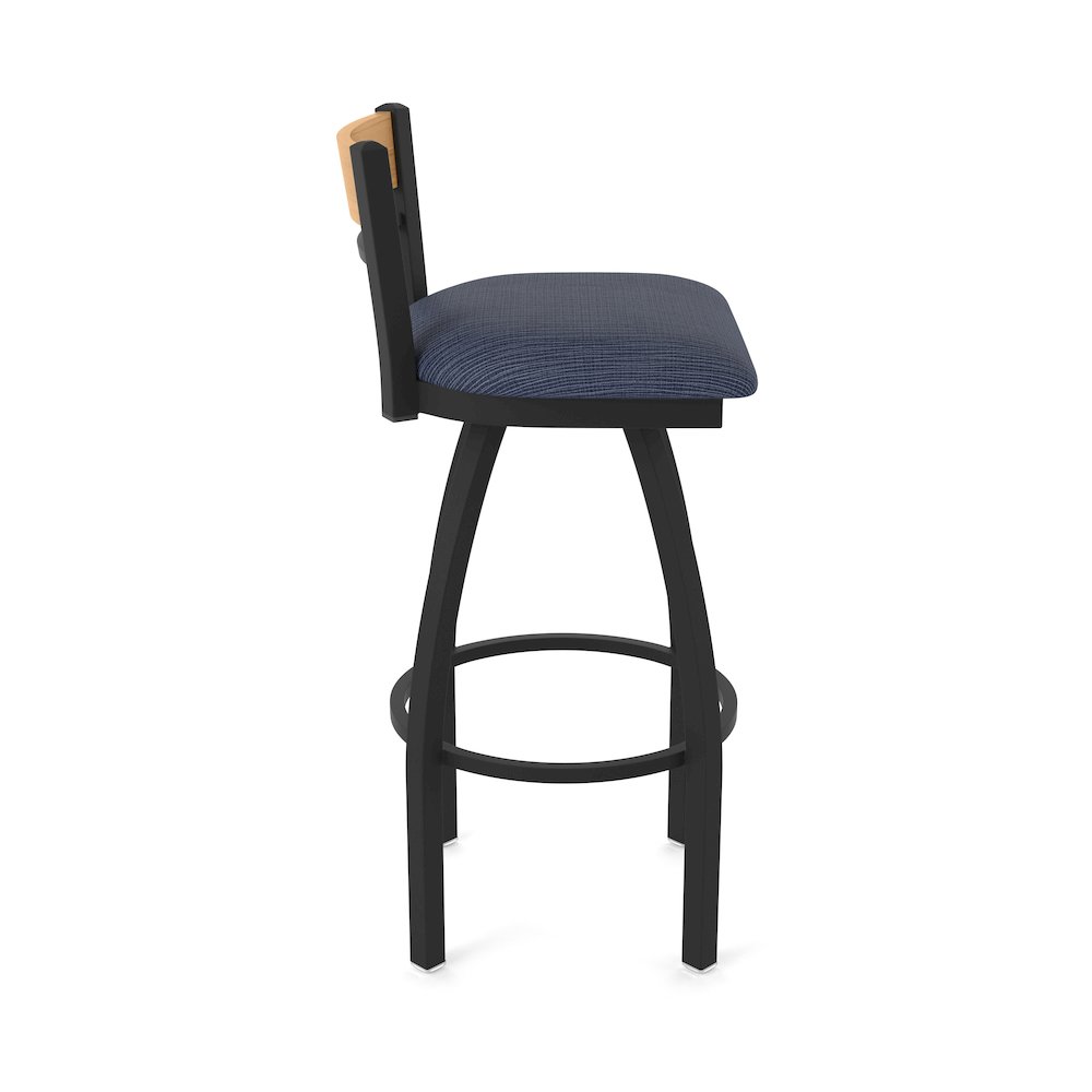 25" Swivel Counter Stool, Black Wrinkle Finish, Medium Back, Graph Anchor Seat. Picture 4
