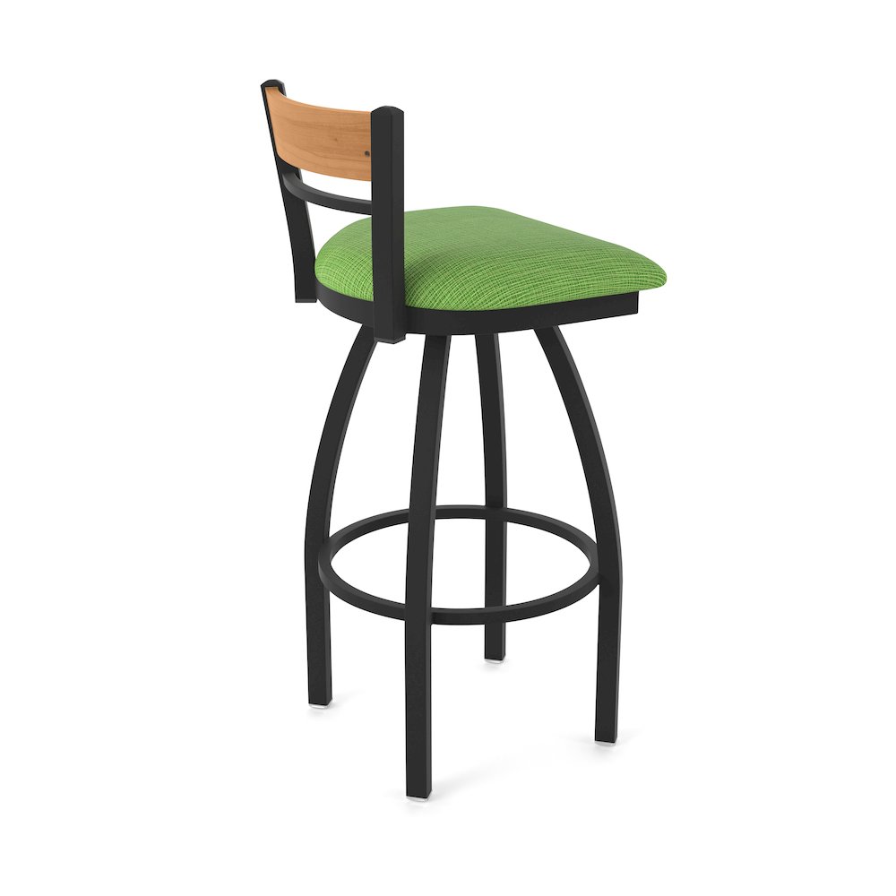 25" Swivel Counter Stool, Black Wrinkle Finish, Medium Back, Graph Parrot Seat. Picture 2