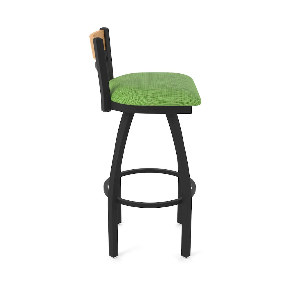 25" Swivel Counter Stool, Black Wrinkle Finish, Medium Back, Graph Parrot Seat. Picture 4