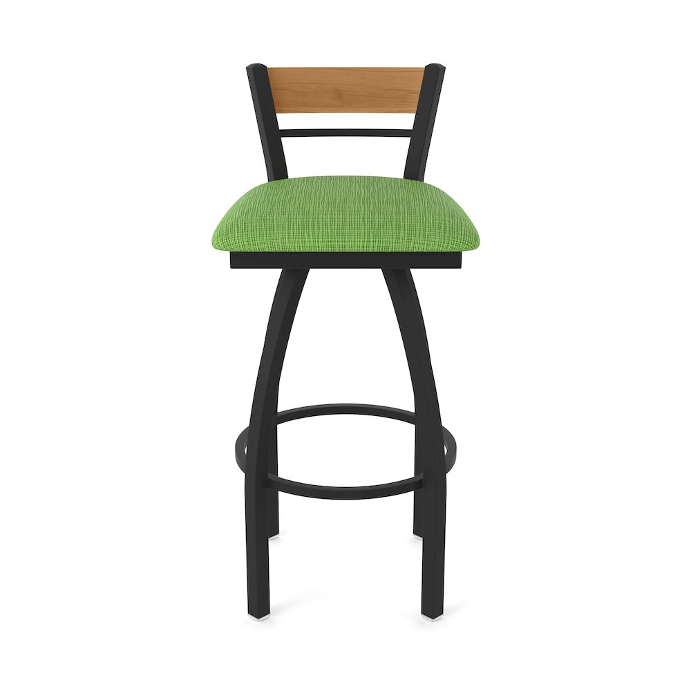 25" Swivel Counter Stool, Black Wrinkle Finish, Medium Back, Graph Parrot Seat. Picture 5