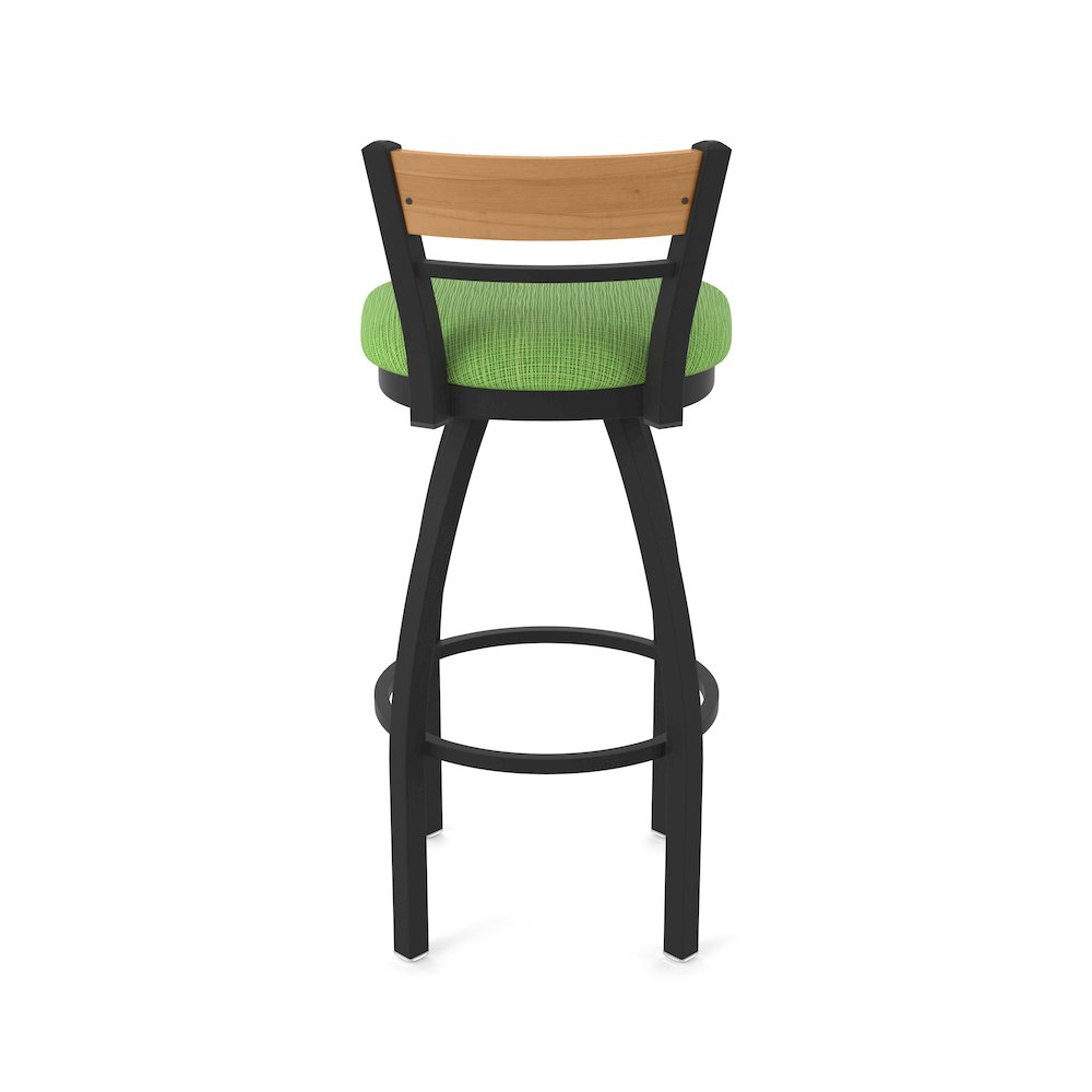 25" Swivel Counter Stool, Black Wrinkle Finish, Medium Back, Graph Parrot Seat. Picture 6