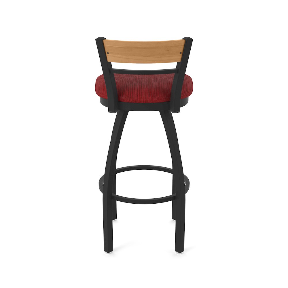 25" Swivel Counter Stool, Black Wrinkle Finish, Medium Back, Graph Ruby Seat. Picture 6