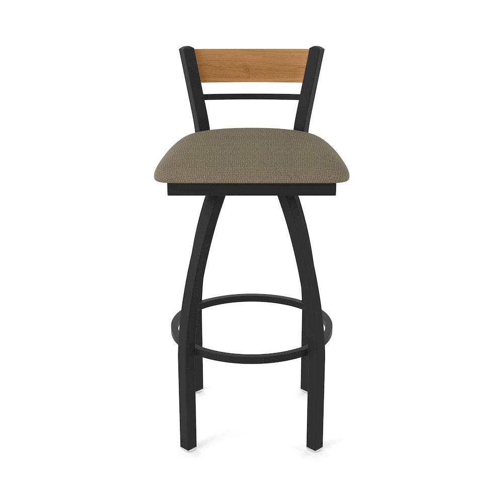 25" Swivel Counter Stool, Black Wrinkle Finish, Medium Back, Graph Cork Seat. Picture 5