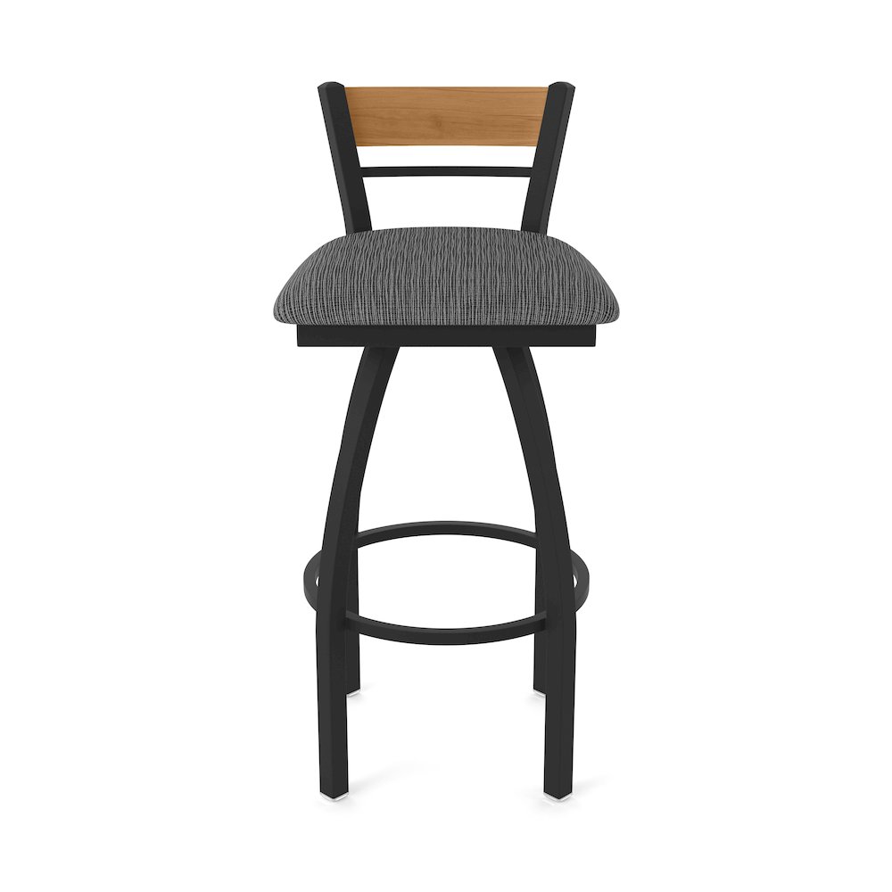 25" Swivel Counter Stool, Black Wrinkle Finish, Medium Back, Graph Coal Seat. Picture 5