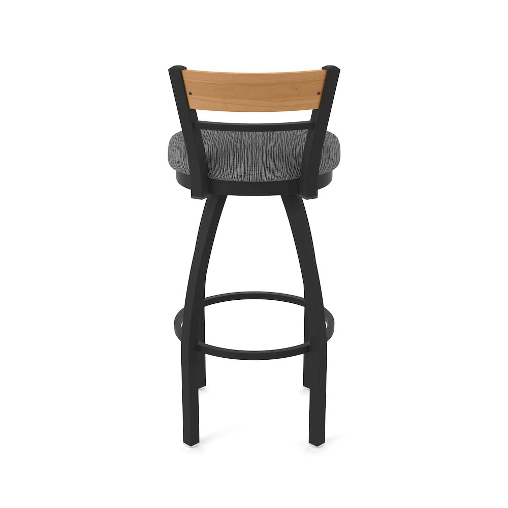 25" Swivel Counter Stool, Black Wrinkle Finish, Medium Back, Graph Coal Seat. Picture 6