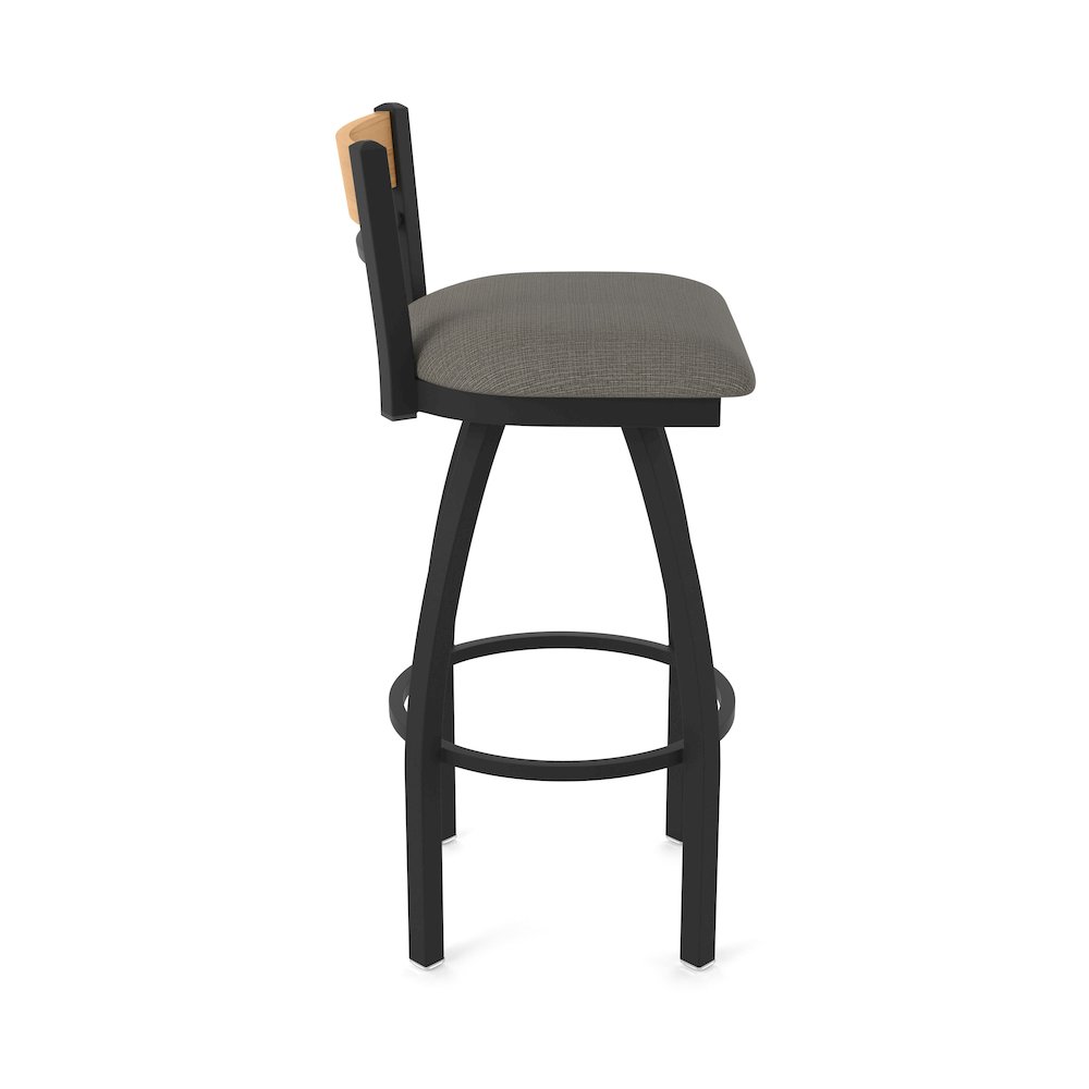 25" Swivel Counter Stool, Black Wrinkle Finish, Medium Back, Graph Chalice Seat. Picture 4