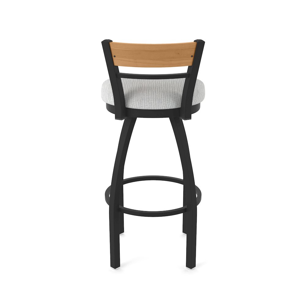 25" Swivel Counter Stool, Black Wrinkle Finish, Medium Back, Graph Alpine Seat. Picture 6